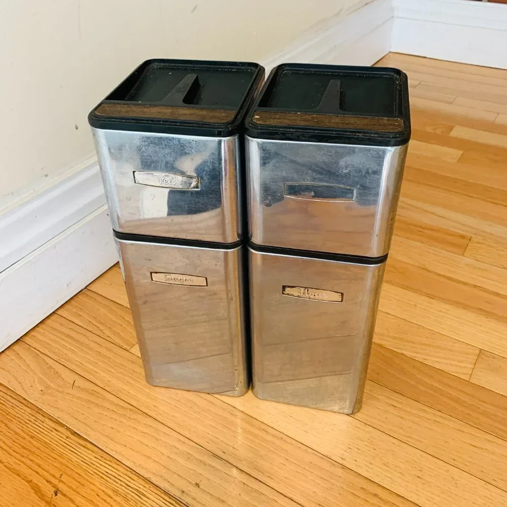 Vintage Mid Century 4 Piece Chrome Canister